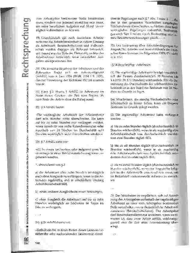 Vorschauseite 5: Bereitschaftsdienst ist Arbeitszeit und zwar in allen privaten oder öffentlichen Tätigkeitsbereichen -wöchentliche Höchstarbeitszeit - unmittelbare Wirkung