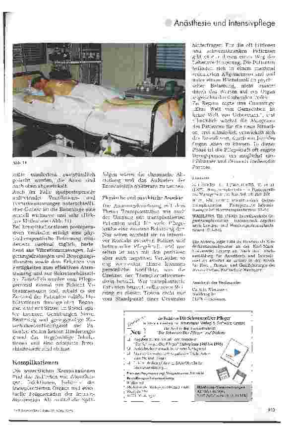 Vorschauseite 5: Intensivpflegerische Aspekte der Lungentransplantation Neue Wege - neue Trends