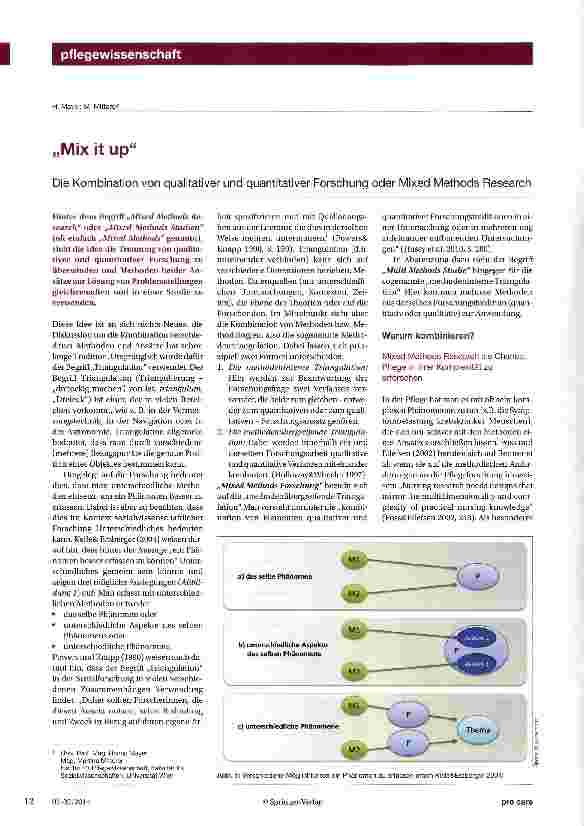 Vorschauseite 1: Mix it up Die Kombination von qualitativer und quantitativer Forschung oder Mixed Methods Research