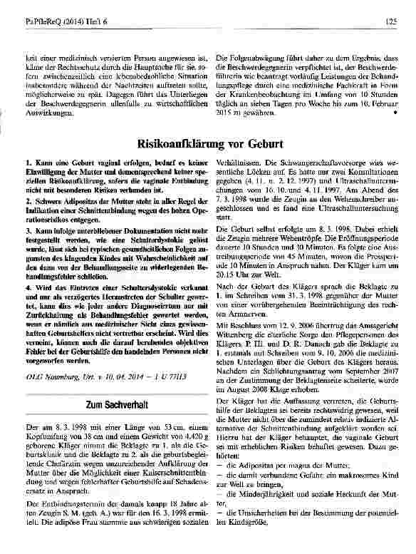 Vorschauseite 1: Risikoaufklärung vor Geburt