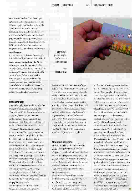 Vorschauseite 2: Milliardenschweres Spiel mit dem FeuerTransplantation Kontra: Wenn Körper zu einem Recyclinggut werden