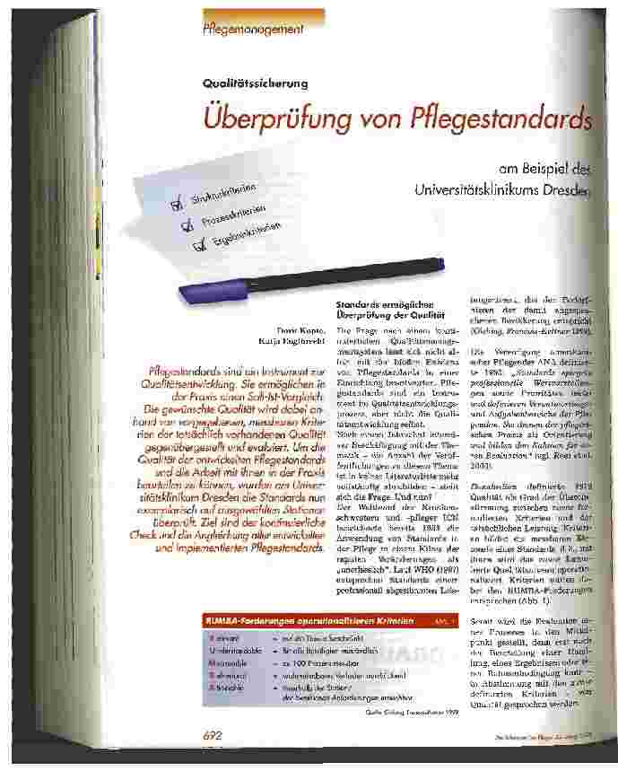 Vorschauseite 1: Überprüfung von Pflegestandords am Beispiel des Universitätsklinikums Dresden