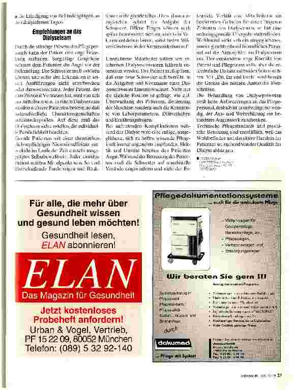 Vorschauseite 2: Probleme bei der Dialyse Erfahrungen einer Krankenschwester mit der Situation von Patienten