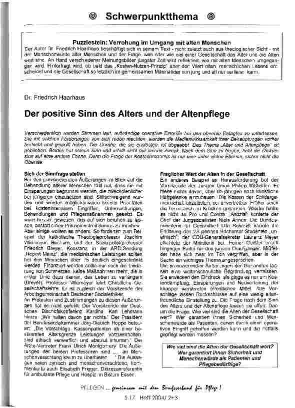 Vorschauseite 1: Der positive Sinn des Alters und der Altenpflege