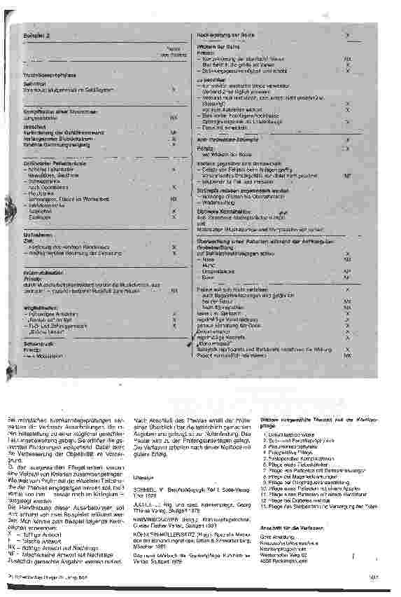 Vorschauseite 2: Hilfe für die Leistungsbewertung beim theoretischen Krankenpflexamen