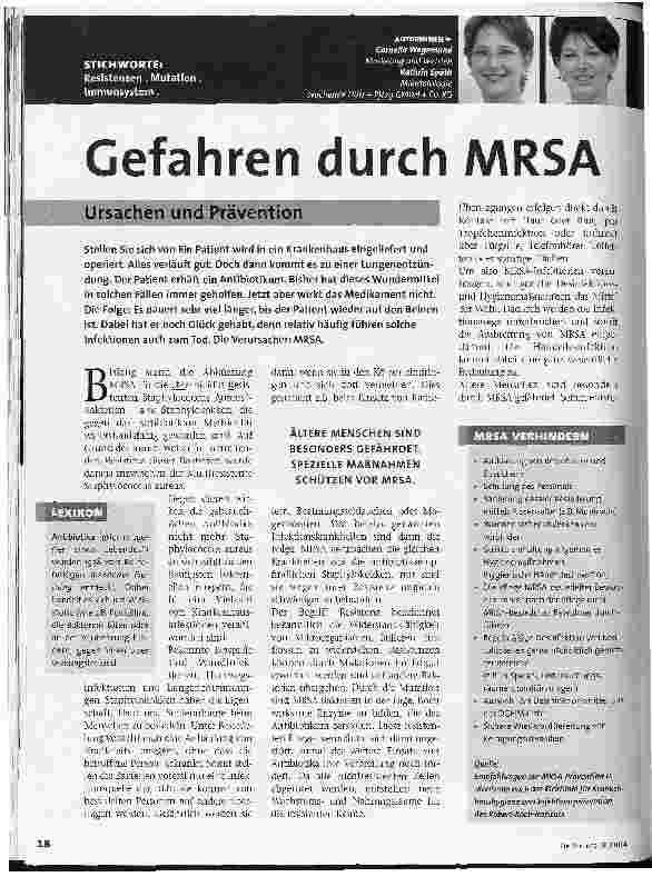 Vorschauseite 1: Gefahren durch MRSAUrsachen und Prävention