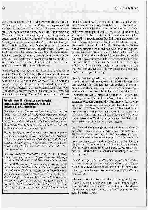 Vorschauseite 2: Unlautere Methoden im GesundheitswesenWettbewerbszentrale berichtet über Tätigkeit im Apothekenbereich 2003