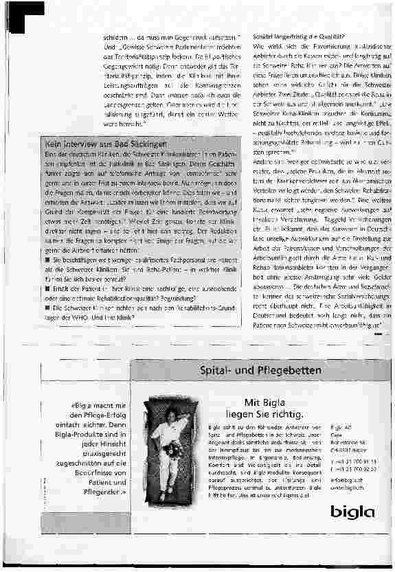 Vorschauseite 3: Rehabilitation ennet der Grenzezu Lasten der Schweizer Kliniken