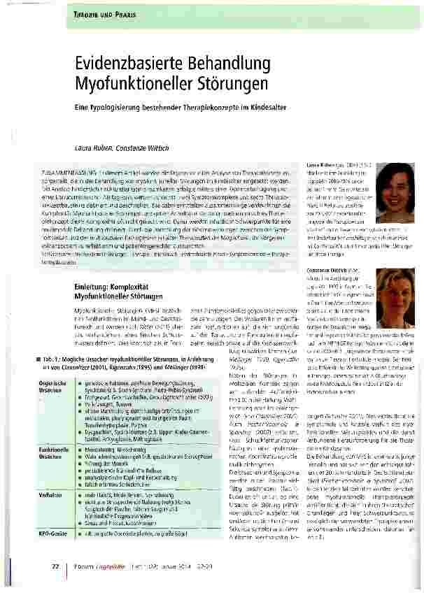Vorschauseite 1: Evidenzbasierte Behandlung Myofunktioneller Störungen