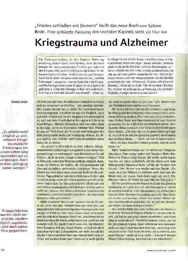 Vorschauseite 1: Kriegstrauma und Alzheimer