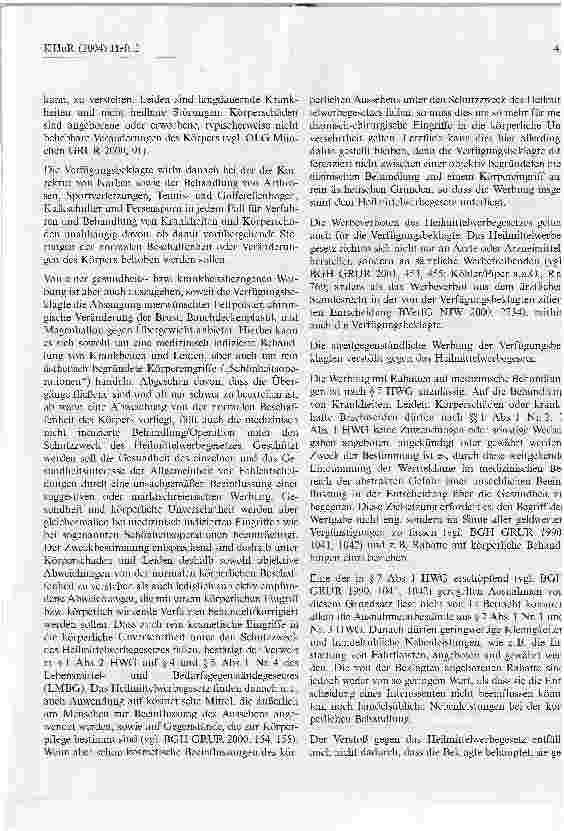 Vorschauseite 3: Verbot von Frühlingsrabatten auf SchönheitsoperationenLandgericht Frankfurt (Oder), Urteil vom 24. Juli 2003 - 32 O 43/03