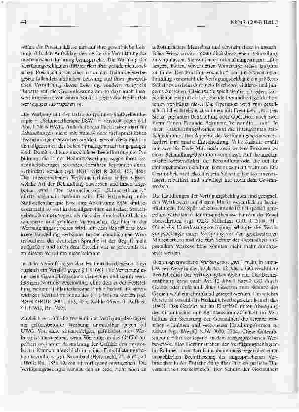 Vorschauseite 4: Verbot von Frühlingsrabatten auf SchönheitsoperationenLandgericht Frankfurt (Oder), Urteil vom 24. Juli 2003 - 32 O 43/03