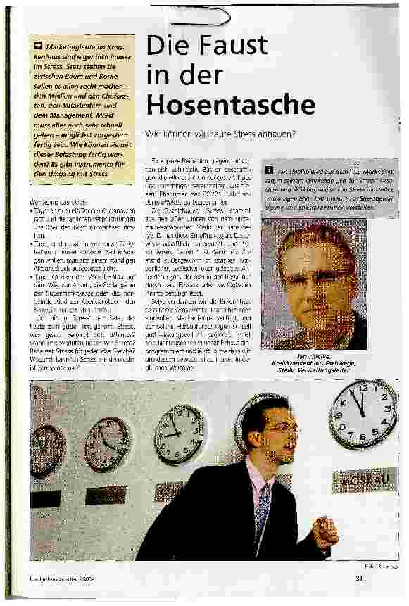 Vorschauseite 1: Die Faust in der HosentascheWie können wir heute Stress abbauen?