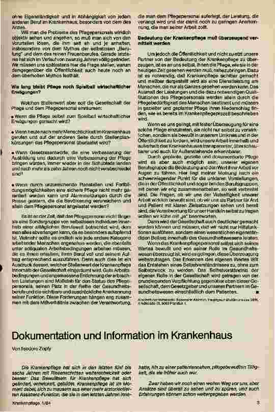 Vorschauseite 1: Dokumentation und Information im Krankenhaus