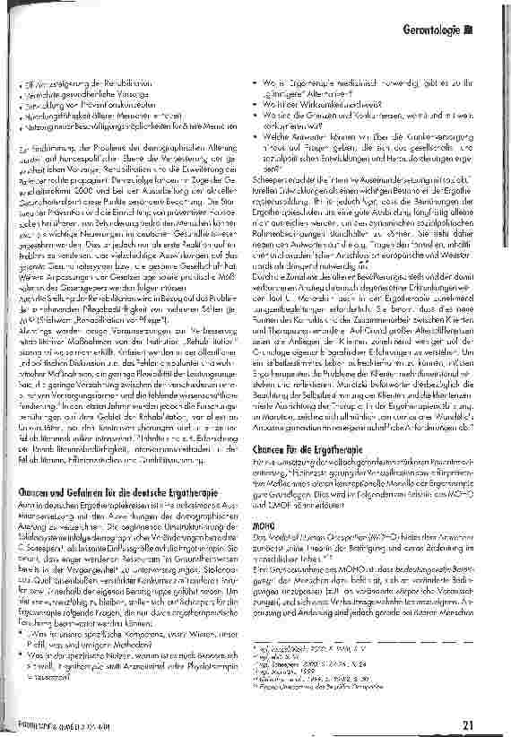 Vorschauseite 3: Demographische Alterung unserer Gesellschaft -Chancen und Gefahren für die Ergotherapie
