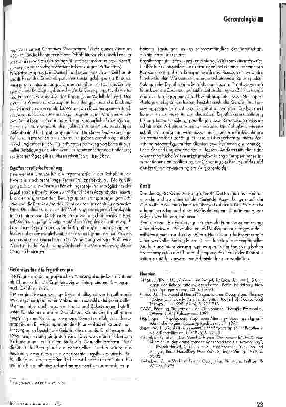 Vorschauseite 5: Demographische Alterung unserer Gesellschaft -Chancen und Gefahren für die Ergotherapie