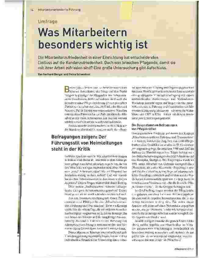 Vorschauseite 1: Was Mitarbeitern besonders wichtig ist
