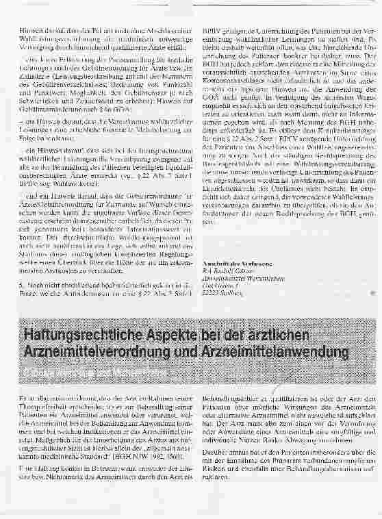 Vorschauseite 1: Haftungsrechtliche Aspekte bei der ärztlichen Arzneimittelverordnung und Arzneimittelanwendung