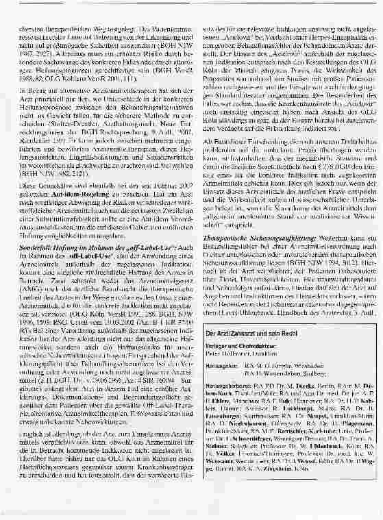 Vorschauseite 3: Haftungsrechtliche Aspekte bei der ärztlichen Arzneimittelverordnung und Arzneimittelanwendung