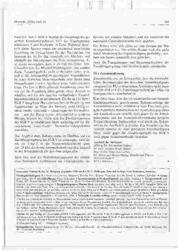 Vorschauseite 4: Europarechtliche Probleme des Arzneimittelversandhandels