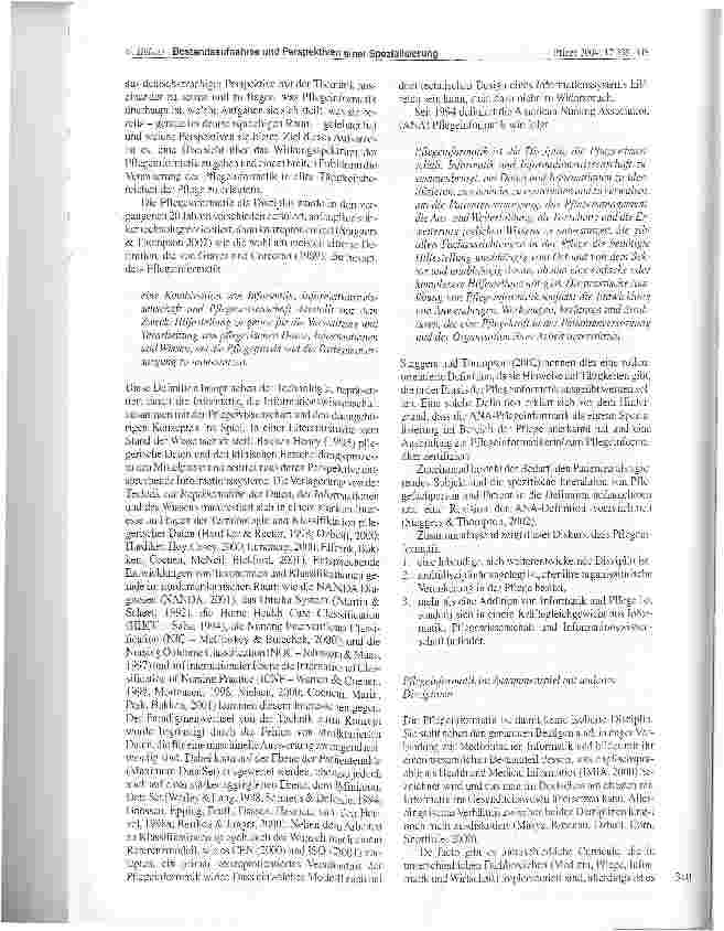 Vorschauseite 2: Pflegeinformatik: Bestandsaufnahme und Perspektiven einer Spezialisierung innerhalb der Pflege