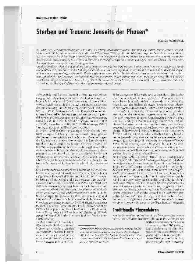 Vorschauseite 1: Dokumentation Ethik. Sterben und Trauern: Jenseits der Phasen