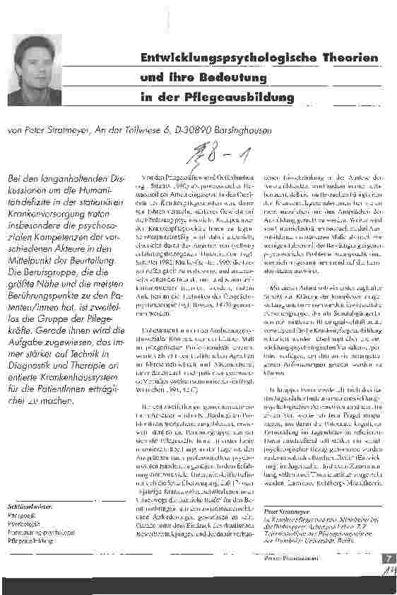 Vorschauseite 1: Entwicklungspsychologische Theorien und ihre Bedeutung in der Pflegeausbildung