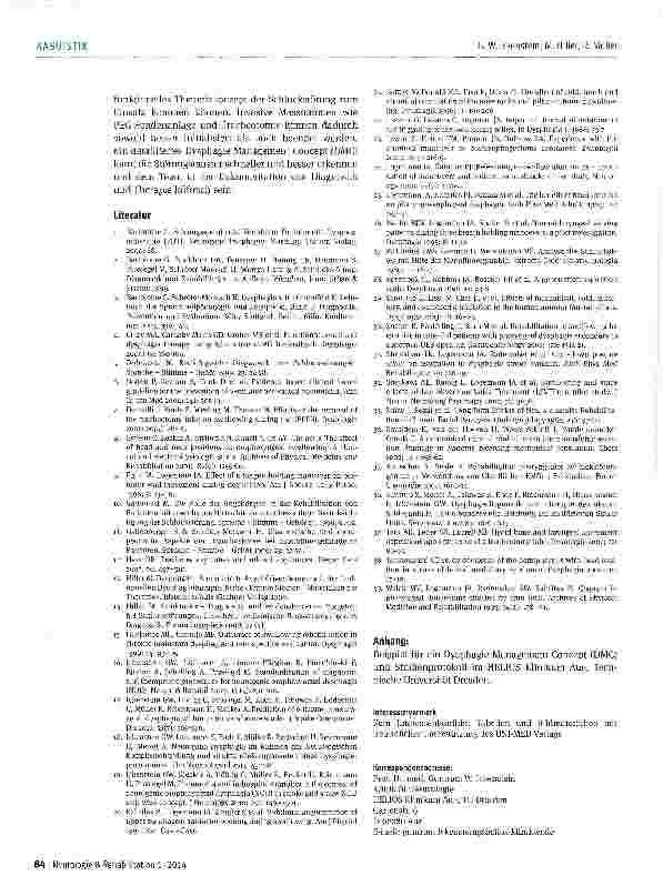 Vorschauseite 6: Management der Oropharyngealen Dysphagie (OD) unter Anwendung eines standardisierten Schluckassessments im Rahmen eines Dysphagie-Management-Concepts (DMC)