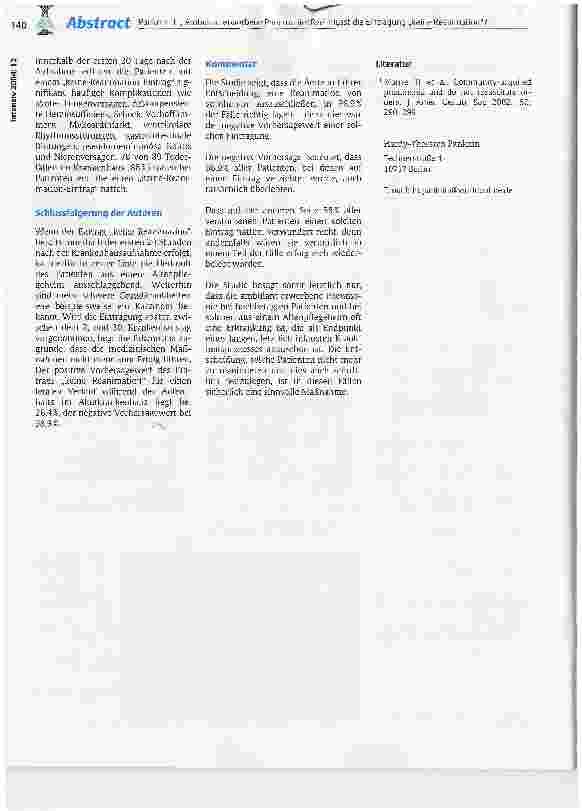 Vorschauseite 2: Ambulant erworbene Pneumonie: Beeinflusst die Eintragung keine Reanimation4 auf der Krankenakte den klinischen Verlauf?