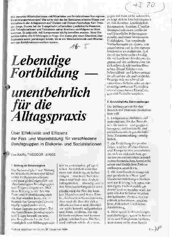 Vorschauseite 1: Lebendige Fortbildung unentbehrlich für die Alltagspraxis
