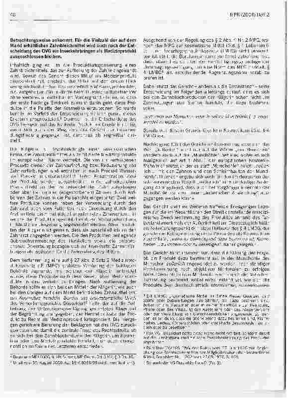 Vorschauseite 2: Sind Zahnbleichmittel wirklich Medizinprodukte?Zugleich Besprechung der Entscheidung des Oberverwaltungsgerichts für das Land NRW vom14.08.2003