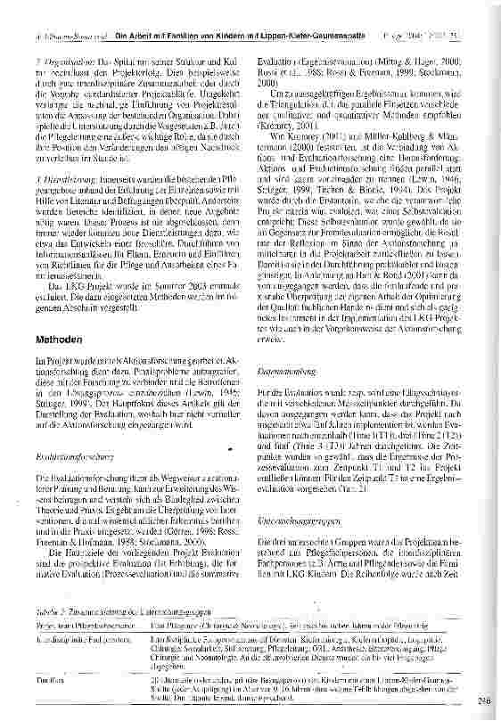 Vorschauseite 4: Die Arbeit mit Familien von Kindern mitLippen-Kiefer-Gaumenspalte:Erste Ergebnisse betreffend Evaluation eines Praxisentwicklungsprojektes aus dem Kinderspital Zürich
