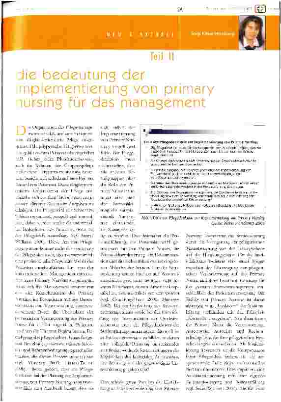 Vorschauseite 1: Die Bedeutung der Implementierung von Primary Nursing für das ManagementTeil II