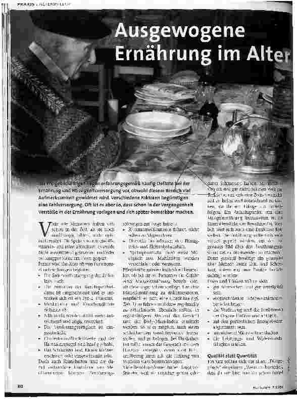Vorschauseite 1: Ausgewogene Ernährung im Altert