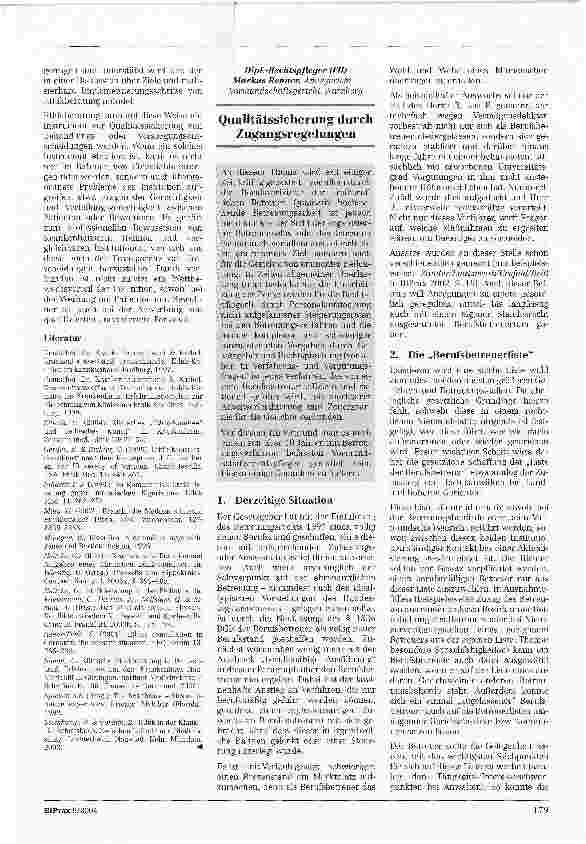 Vorschauseite 1: Qualitätssicherung durch Zugangsregelungen