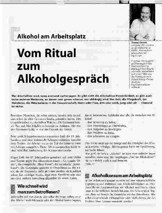 Vorschauseite 1: Alkohol am Arbeitsplatz. Vom Ritual zum Alkoholgespräch