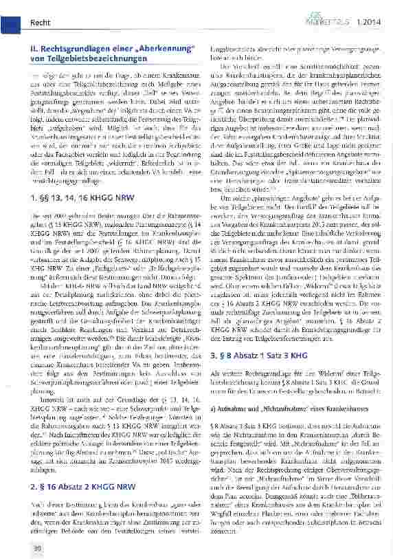Vorschauseite 3: Zum Widerruf von Teilgebietsbezeichnungen im Rahmen des Versorgungsauftrags eines Krankenhauses
