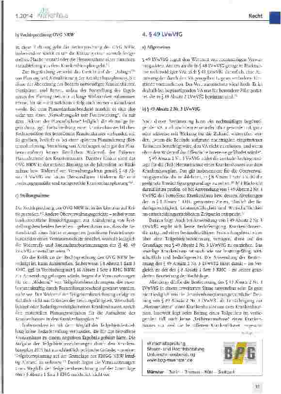 Vorschauseite 4: Zum Widerruf von Teilgebietsbezeichnungen im Rahmen des Versorgungsauftrags eines Krankenhauses