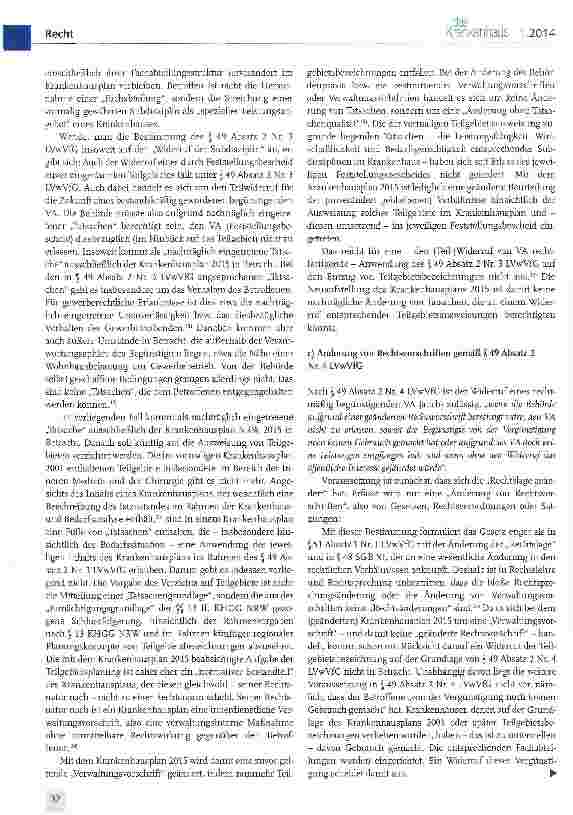 Vorschauseite 5: Zum Widerruf von Teilgebietsbezeichnungen im Rahmen des Versorgungsauftrags eines Krankenhauses
