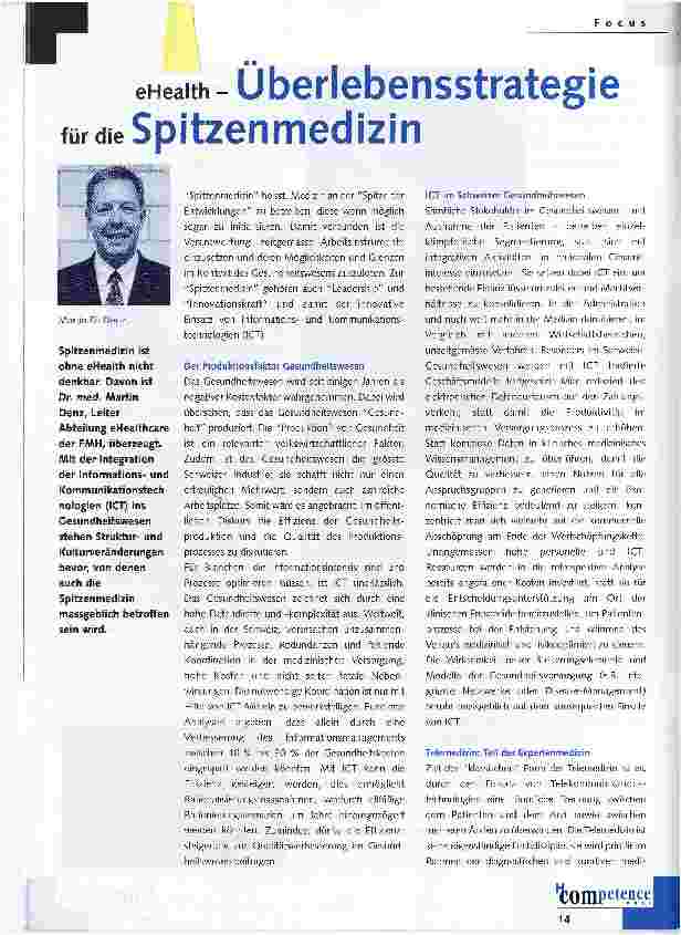 Vorschauseite 1: eHealth - Überlebensstrategie für die Spitzenmedizin