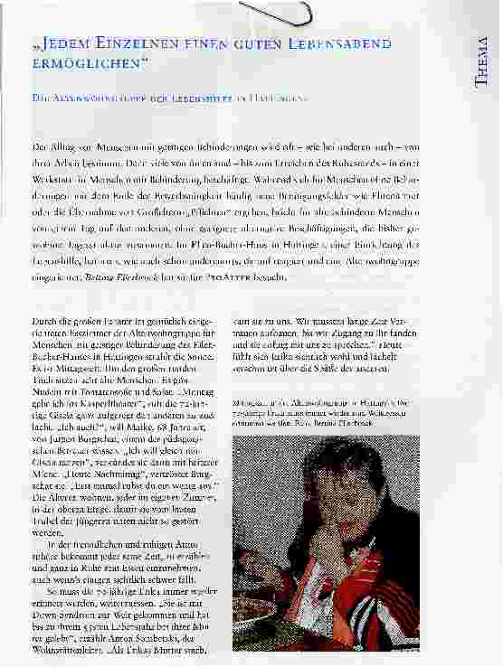 Vorschauseite 1: JEDEM EINZELNEN EINEN GUTEN LEBENSABEND ERMÖGLICHENDIE ALTENWOHNGRUPPE DER LEBENSHILFE IN HATTINGEN:
