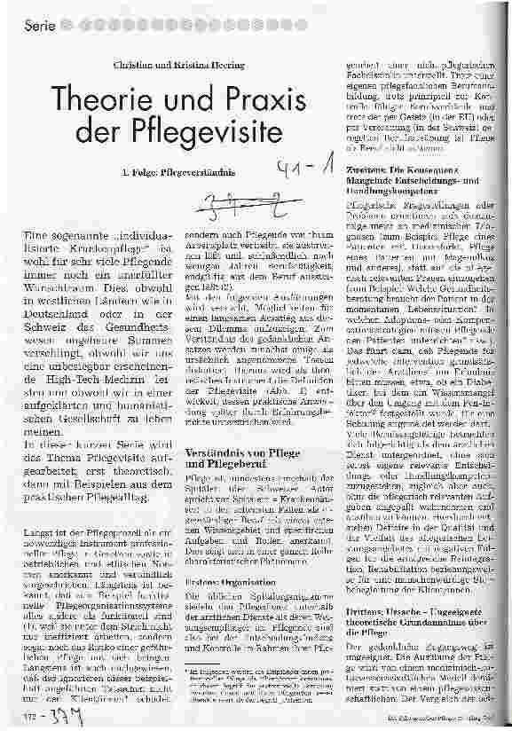Vorschauseite 1: Theorie und Praxis der Pflegevisite 1. Folge: Pflegeverständnis