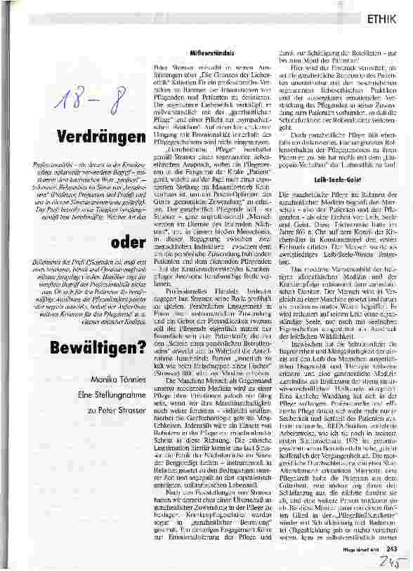 Vorschauseite 1: Verdrängen oder Bewältigen? Eine Stellungnahme zu Peter Strasser