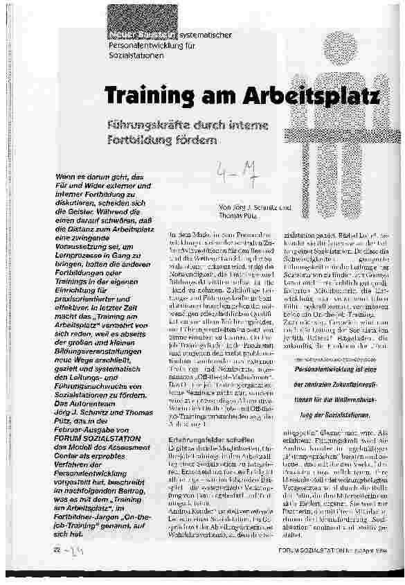 Vorschauseite 1: Training am Arbeitsplatz Führungskräfte durch interne Fortbildung fördern