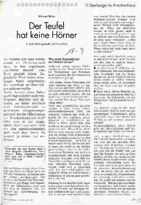 Vorschauseite 1: Der Teufel hat keine Hörner 1. Teil: Hintergründe und Ursachen