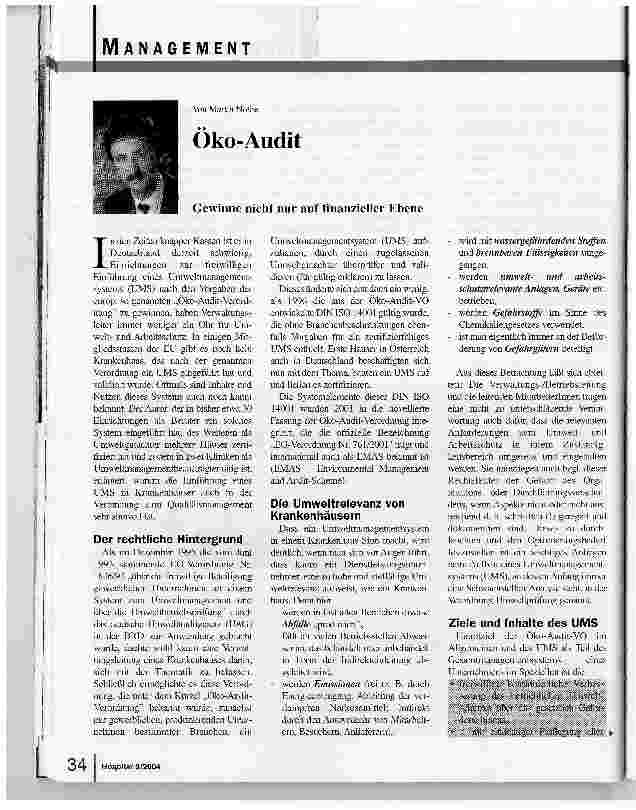 Vorschauseite 1: Öko-Audit. Gewinne nicht nur auf finanzieller Ebene
