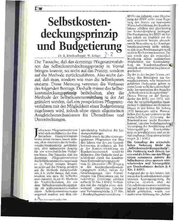 Vorschauseite 1: Selbstkostendeckungsprinzip und Budgetierung