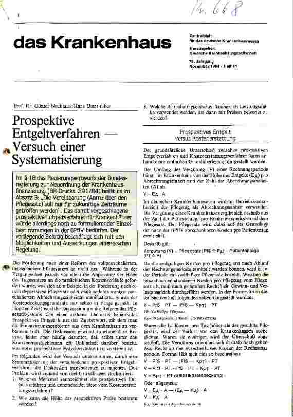 Vorschauseite 1: Prospektive Entgeldverfahren Versuch einer Systematisierung