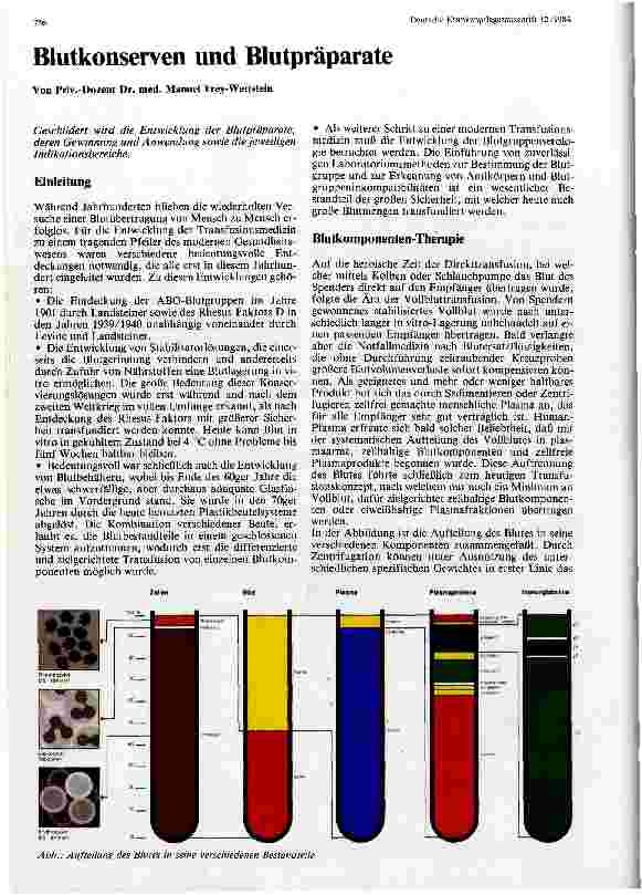 Vorschauseite 1: Blutkonserven und Blutpräperate