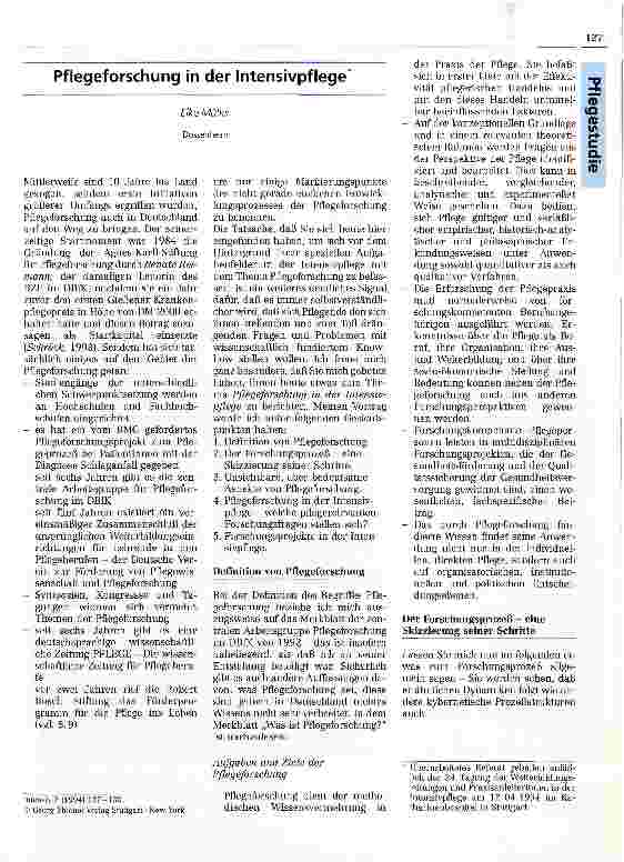Vorschauseite 1: Pflegeforschung in der Intensivpflege Referat